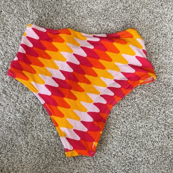 aerie High-Waist Bikini Bottoms in Pink, Orange & Red - Picture 3 of 3